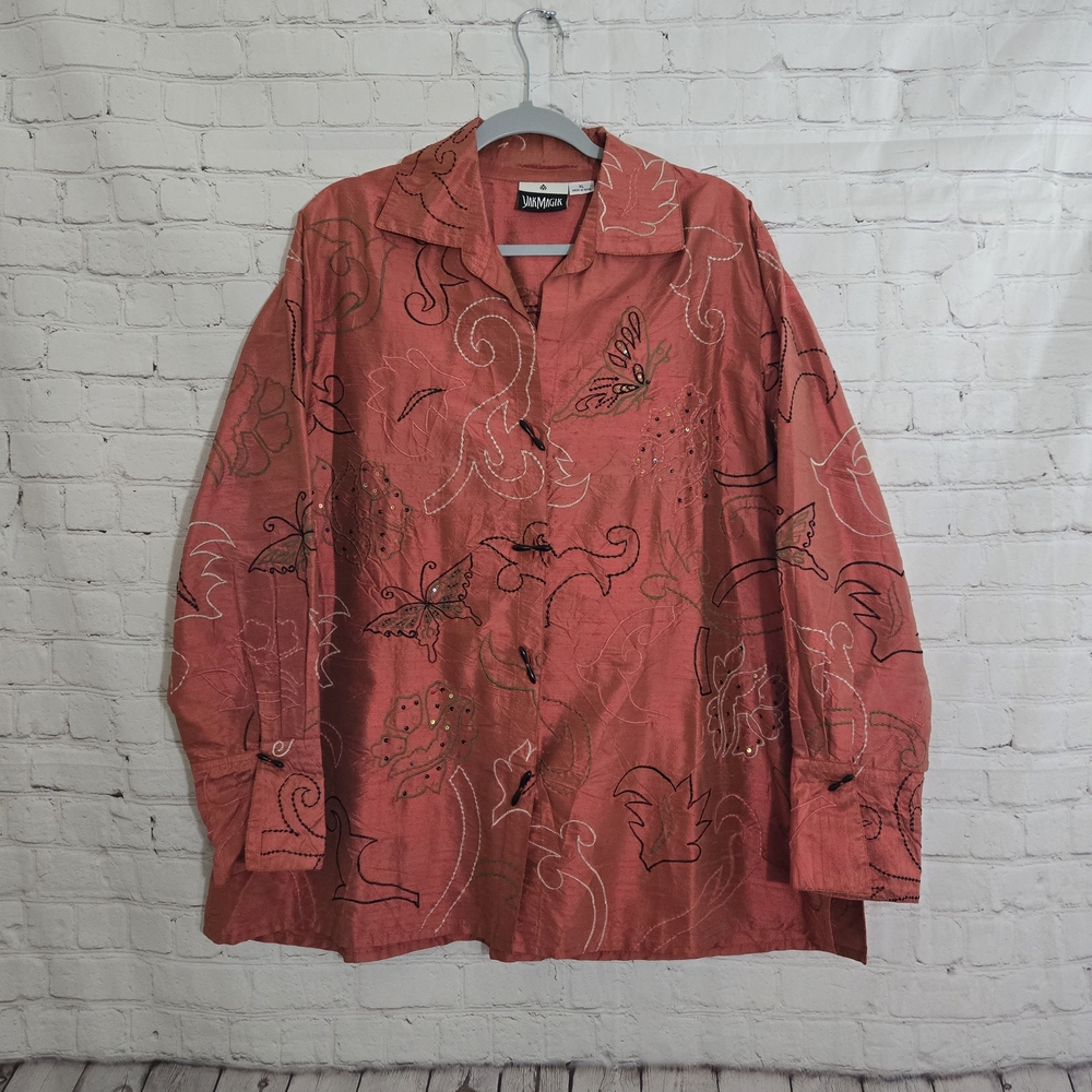Elegant Coral Embroidered‎ Women's Tunic